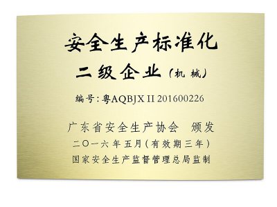 祝贺道尔顺利通过国家安全生产标准化二级企业